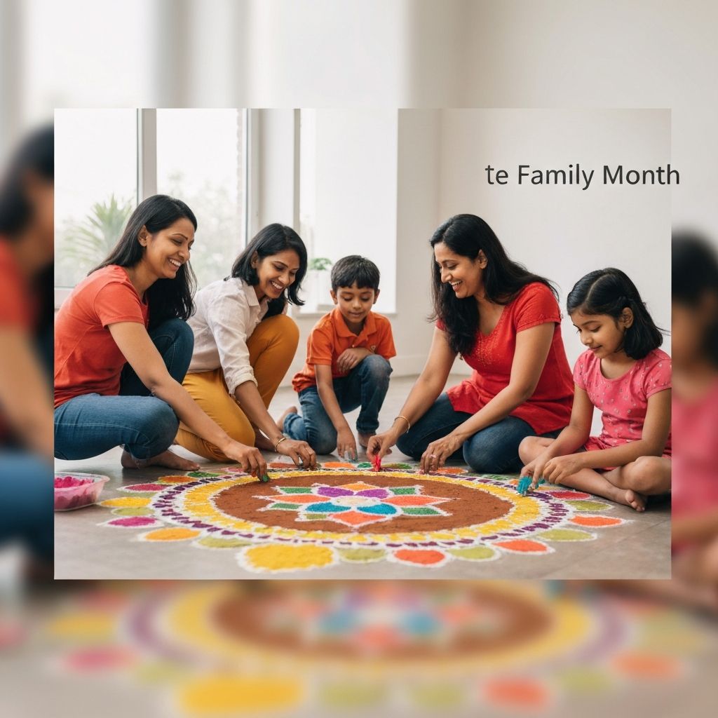 Families creating rangoli together